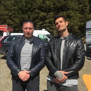 MANGO Men leather Navy Jacket.